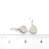 Winter White Sea Glass Necklace and Earring Set with earrings on ruler for size reference