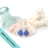 Cornflower Medium Sea Glass and Rainbow Moonstone Gemstone Drop Earrings