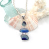 Beautiful Blue Ombre Ultra Rare Spotted Sea Glass Three Tier Necklace