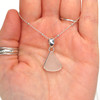 White Triangle Sea Glass Single Bezel Necklace on model for color reference. 
