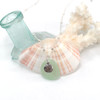 Seafoam Round Sea Glass and Sand Dollar Charm Necklace
