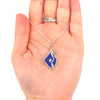 Cobalt Sea Glass Wave Necklace on model for color reference. 
