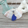 Cobalt Sea Glass Whale Tale Bezel Necklace