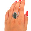 Olive Oval Sea Glass Nautical Twist Ring - Size 8 on model for color reference. 