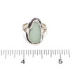 Seafoam Elongated Sea Glass Nautical Twist Ring - Size 6 on ruler for size reference. 
