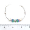 Pastel and Seafoam Bright Sea Glass and Pearl Beaded Bracelet on ruler for size reference.