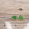 Insta Sale Green Triangle Sea Glass Bezel Earrings - MM on ruler for size reference. 