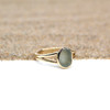 Adrift Sea Glass Engagement Ring side view in the sand - In stock and ready to ship