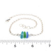 Tropical 3 Stone Sea Glass Anklet on ruler for size reference. 