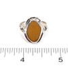 Amber Sea Glass Nautical Twist Ring - Size 9 on ruler for size reference. 