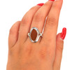 Amber Sea Glass Nautical Twist Ring - Size 9 on model for color reference. 