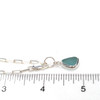 Aqua Triangle Drop Sea Glass Bezel Wrap Inlet Bracelet on ruler for size reference