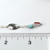 Red White & Blue Twin Drop Sea Glass Bead Necklace on ruler for size reference