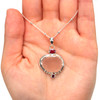 Pink Sea Glass and Ruby Ocean Empress Necklace on model for color reference.