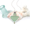 Seafoam Sea Glass and Peridot Etched Bail Necklace