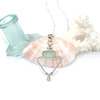 Seafoam Sea Glass and Peridot Trinity Halo Necklace