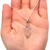 Pink Sea Glass and Ruby Lunar Drop Necklace on model for color reference.