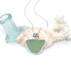 Seafoam Sea Glass and Peridot Single Bezel Necklace