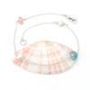 Aqua and Pink Sea Glass and Pearl 4 Stone Anklet