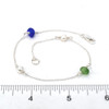 Tropical Bright Sea Glass and Pearl 4 Stone Anklet on ruler for size reference.