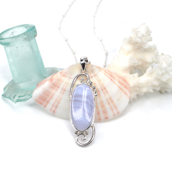 Lace Agate Whirling Wave Necklace