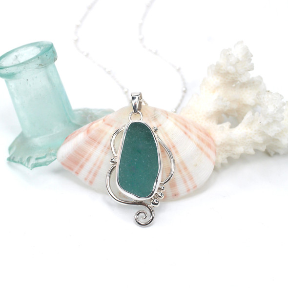 Aqua Deep Sea Glass Mystic Current Necklace
