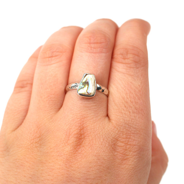 Abalone Stack Ring - Size 8 on model for color reference.