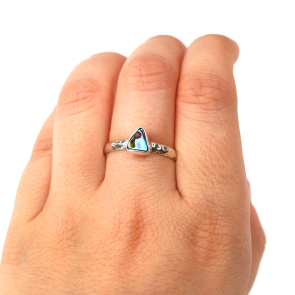 Abalone Stack Ring - Size 10 on model for color reference.
