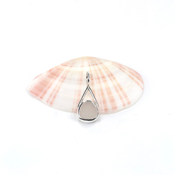 White Sea Glass Lunar Drop Charm