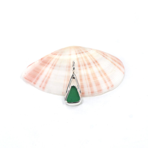 Green Bright Sea Glass Lunar Drop Charm