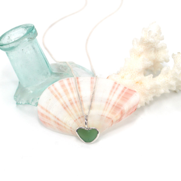 Green Sea Glass Heart Charm