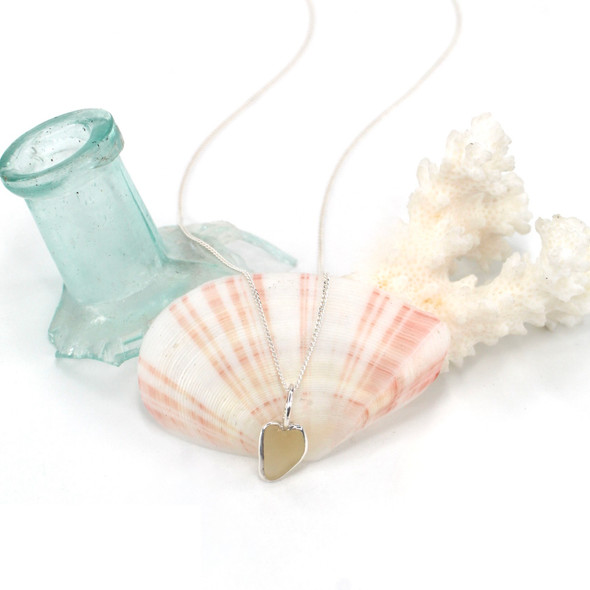 Yellow Sea Glass Heart Charm