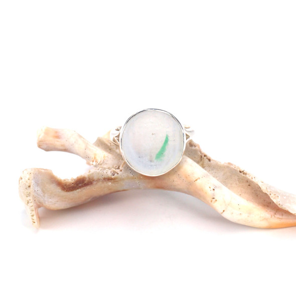 Green Splash Ohajiki Marble Split Band Ring - Size 9