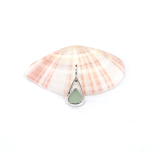 Seafoam Triangle Sea Glass Lunar Drop Charm