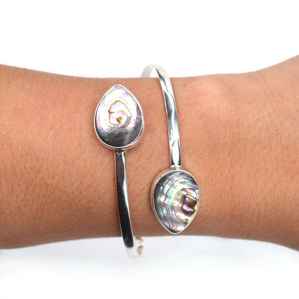 Abalone Teardrop Embrace Cuff Bracelet on model for color reference.
