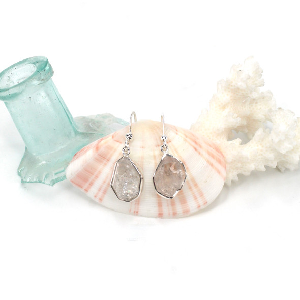 Herkimer Sea Glass Bezel Earrings #1