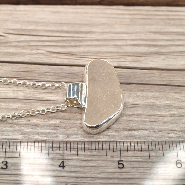 Insta Sale - White Sea Glass Horizon Slide Bail Necklace - MM on ruler for size reference.