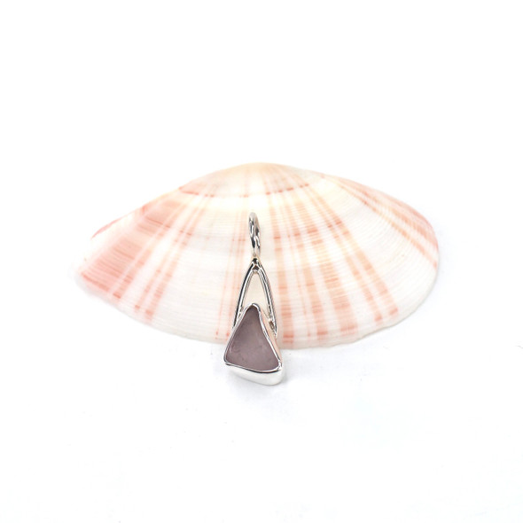 Lavender Triangle Sea Glass Lunar Drop Charm