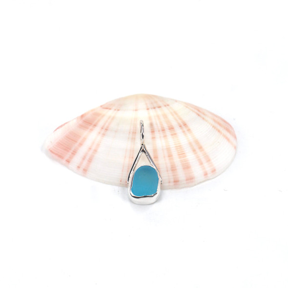 Turquoise Sea Glass Lunar Drop Charm