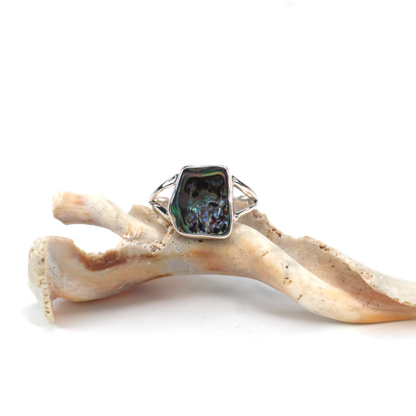 Abalone Square Split Band Ring - Size 9