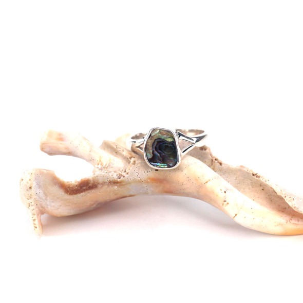 Abalone Gumdrop Split Band Ring - Size 9