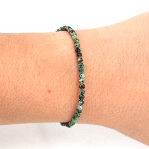 African Turquoise Beaded Gemstone Bracelet with Clasp on model for color reference. 