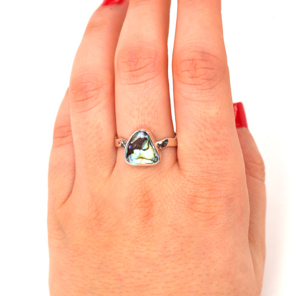 Abalone Triangle Mirage Wave Ring  - Size 9 on model for color reference. 