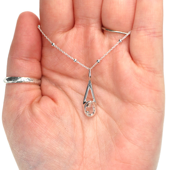 Herkimer Diamond Lunar Drop Charm #2 on model for color reference.