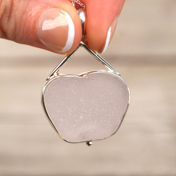 Insta Sale White Sea Glass Sail Drop Necklace - MM held