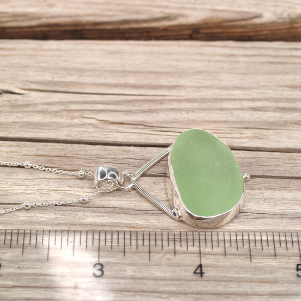 Insta Sale Seafoam Sea Glass Sail Drop Necklace - MM on ruler for size reference. 