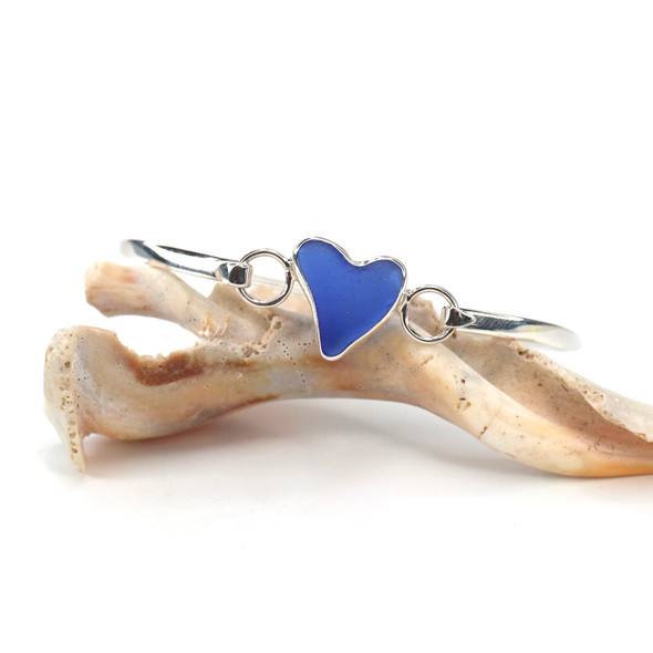 Cobalt Sea Glass Bangle Bracelet
