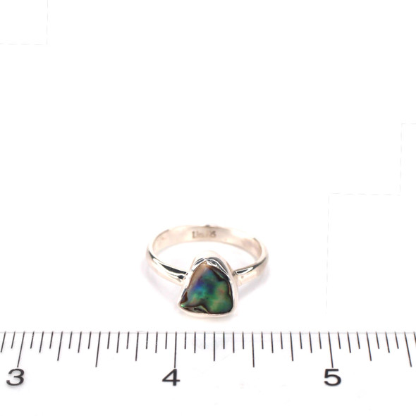 Abalone Purple Triangle Sleek Ring  - Size 9 on model for color reference. 