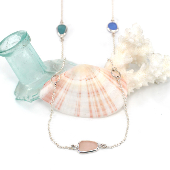 Pastel Coastal 5 Stone Sea Glass 30" Lariat Necklace