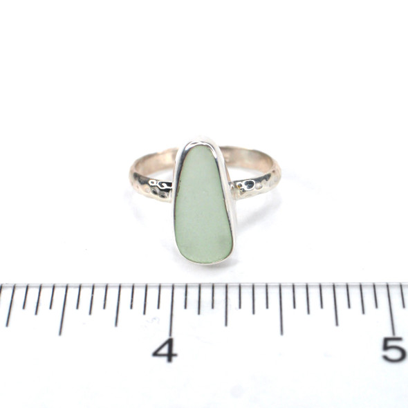 Seafoam Tall Sea Glass Stack Ring - Size 7